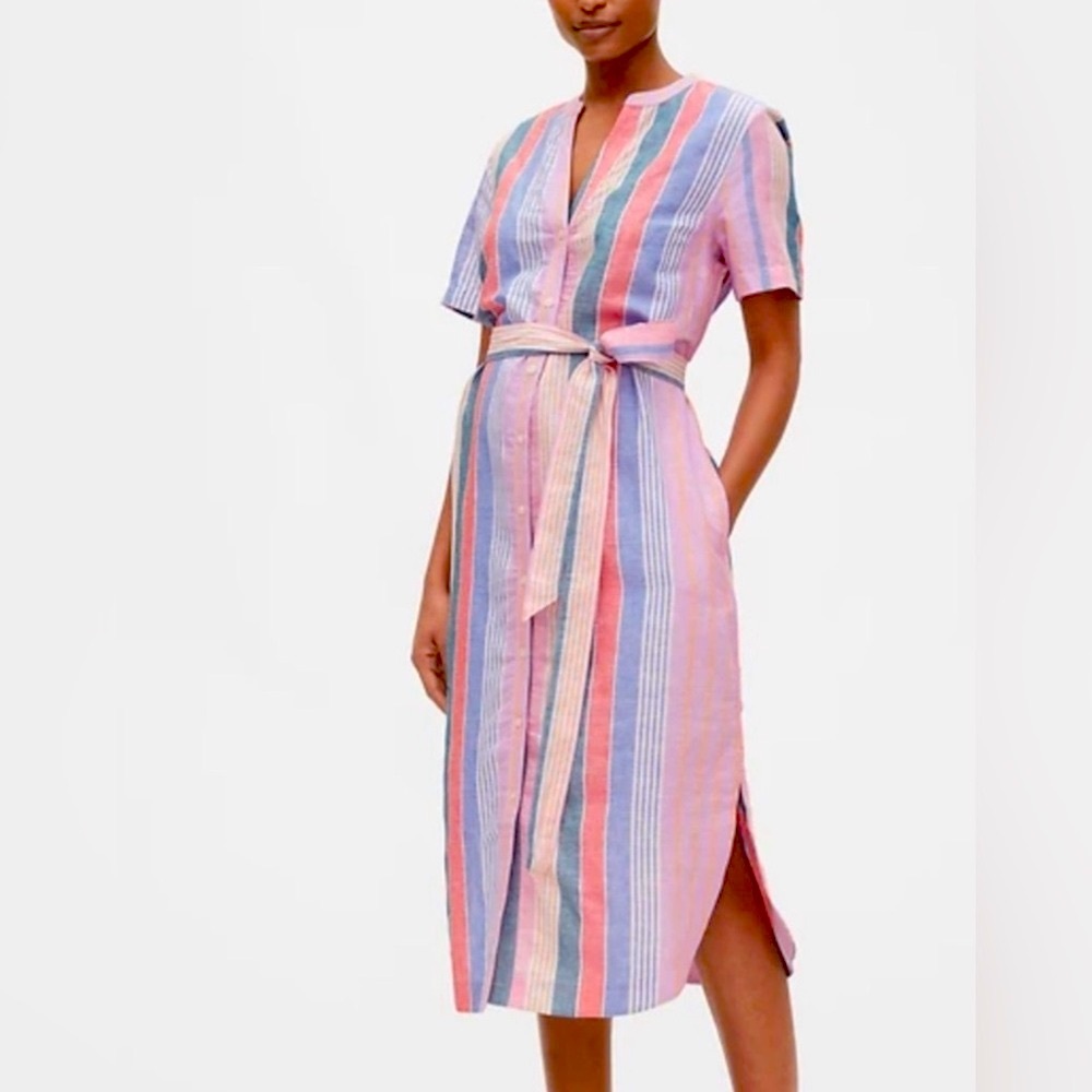 GAP Shirt Dress Striped Midi Short Sleeve